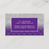 Modern Silver Glitter Paars Diamond Pattern Salon Visitekaartje (Achterkant)