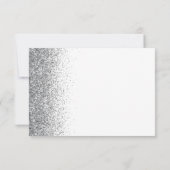 Modern Silver Glitter Script Wit RSVP Kaartje (Achterkant)