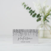 Modern Silver Glitter Sparkle Hair Makeup Visitekaartje (Staand voorkant)