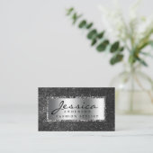 Modern Silver Glitter Stijlvol Visitekaartje (Staand voorkant)