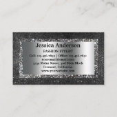 Modern Silver Glitter Stijlvol Visitekaartje (Achterkant)