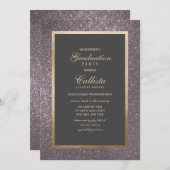 Modern Silver Glitter Thick Border Afstuderen Kaart (Voorkant / Achterkant)