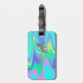 Modern Silver Glitter Unicorn, Holografisch Bagagelabel (Achterkant verticaal)