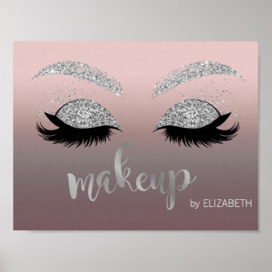 Modern Silver Glittery Lashes, Makeup artiest Poster