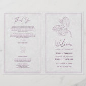 Modern Silver Gray Paars Elegant Wedding Programme (Voorkant)