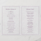 Modern Silver Gray Paars Elegant Wedding Programme (Achterkant)