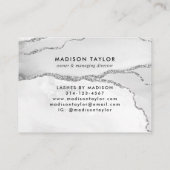 Modern Silver Grey Glitter Marble Agate Monogram Visitekaartje (Achterkant)