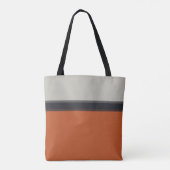 Modern Silver Grey Navy Oranje Red Stripe Pattern Tote Bag (Achterkant)