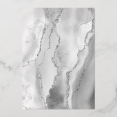 Modern Silver Grey White Agate Wedding Folie Uitnodiging (Achterkant)