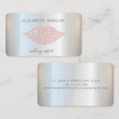 Modern, Silver, Makeup Artist, Diamonds Lips Visitekaartje (Voorkant / Achterkant)