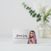 Modern Silver Makeup Photo QR Code Logo Visitekaartje (Staand voorkant)
