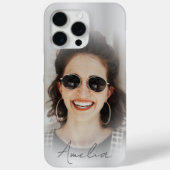 Modern Silver Metallic One Photo Jouw naam Case-Mate iPhone Case (Achterkant)