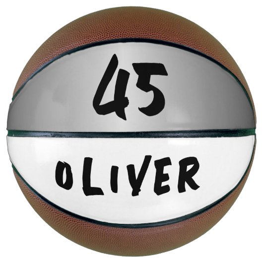 Modern Silver Metallic Player Name Number Basketbal (Voorkant)