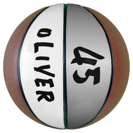 Modern Silver Metallic Player Name Number Basketbal (Verticaal)