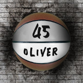 Modern Silver Metallic Player Name Number Basketbal