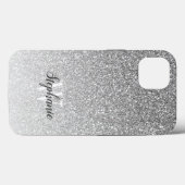 Modern Silver Ombre Faux Glitter Monogram Case-Mate iPhone Case (Achterkant (horizontaal))