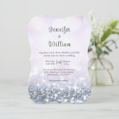 Modern Silver Paars Glitter Script Weddenschap Kaart (Staand voorkant)
