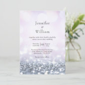 Modern Silver Paarse Glitter Wedding Kaart (Staand voorkant)