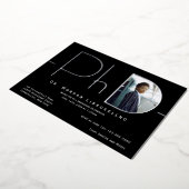 Modern Silver Photo PhD-Afstuderen Folie Uitnodiging (Gedraaid)