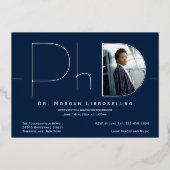 Modern Silver Photo PhD-Afstuderen Folie Uitnodiging (Voorkant)