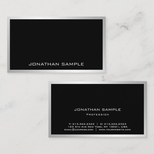 Modern Silver Professional Elegant Eenvoudige Sjab Visitekaartje (Voorkant / Achterkant)