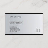 Modern Silver Professional Monogram Elegant Plain Visitekaartje (Voorkant)