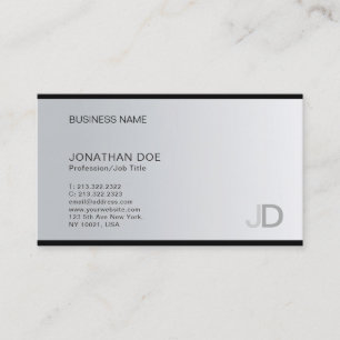 Modern Silver Professional Monogram Elegant Plain Visitekaartje