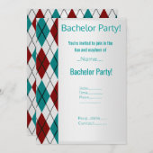 MODERN SILVER RED AQUA BACHELOR PARTIJ KAART (Voorkant / Achterkant)