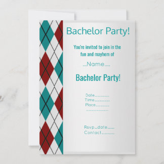 MODERN SILVER RED AQUA BACHELOR PARTIJ KAART