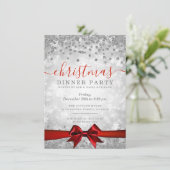 Modern Silver Red Kerstmis winter Kaart (Staand voorkant)