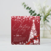 MODERN Silver Red Winter Christmas Tree Bow Party Kaart (Staand voorkant)