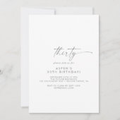 Modern Silver Script 30th Birthday Party Kaart (Voorkant)