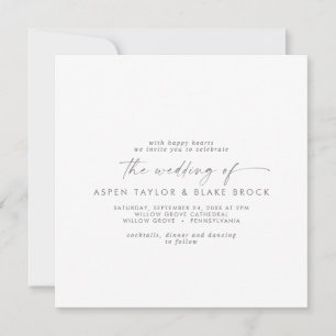 Modern Silver Script Square Weddenschap Kaart