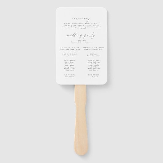 Modern Silver Script Wedding Program Handwaaier (Achterkant)