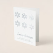 Modern Silver Snowflakes Business Holiday Folie Kaarten (Voorkant)
