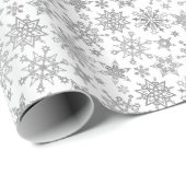 Modern Silver Snowflakes kerstavond Cadeaupapier (Rol Hoek)