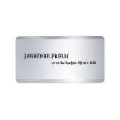 Modern Silver Stijlvolle Minimalistische Sjabloon  Etiket (Voorkant)