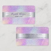 Modern, Silver Stripe, Brush Stroke Holographic Visitekaartje (Voorkant / Achterkant)