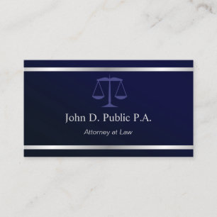 Modern Silver Stripe Navy Blue Lawyer Attorney Visitekaartje