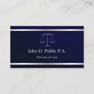 Modern Silver Stripe Navy Blue Lawyer Attorney Visitekaartje