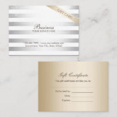 Modern Silver Stripes Chubby Cadeaubonnen Kortingskaartje (Voorkant / Achterkant)