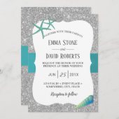 Modern Silver Turquoise Starfish Beach Wedding Kaart (Voorkant / Achterkant)