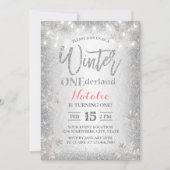 Modern Silver Winter ONEderland 1e verjaardag Kaart (Voorkant)