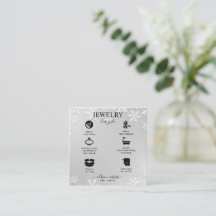 Modern Silver Winter Snowflakes Vierkante Visitekaartje
