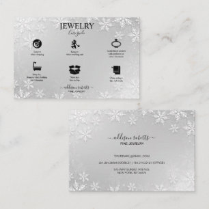 Modern Silver Winter Snowflakes Visitekaartje