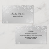 Modern Silver Winter Snowflakes Visitekaartje (Voorkant / Achterkant)