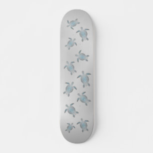 Modern Silver Zee Turtles Coastal Skateboard