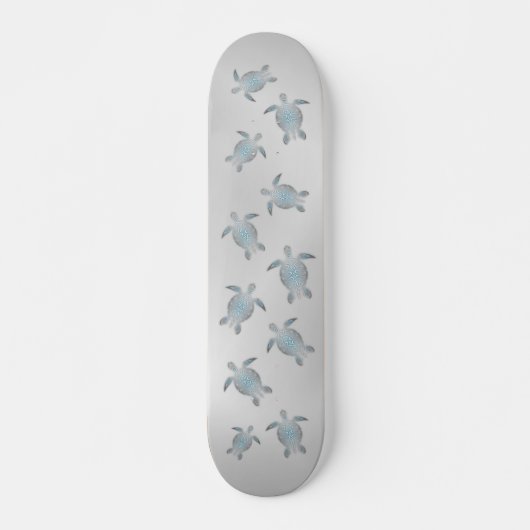 Modern Silver Zee Turtles Coastal Skateboard (Voorkant)