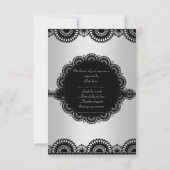 MODERN SILVERBLACK LACE ENGAGEMENT PARTY RSVP KAART (Achterkant)