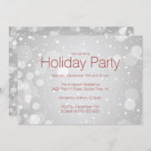 Modern SilverBokeh Lights Holiday Uitnodiging (Voorkant / Achterkant)